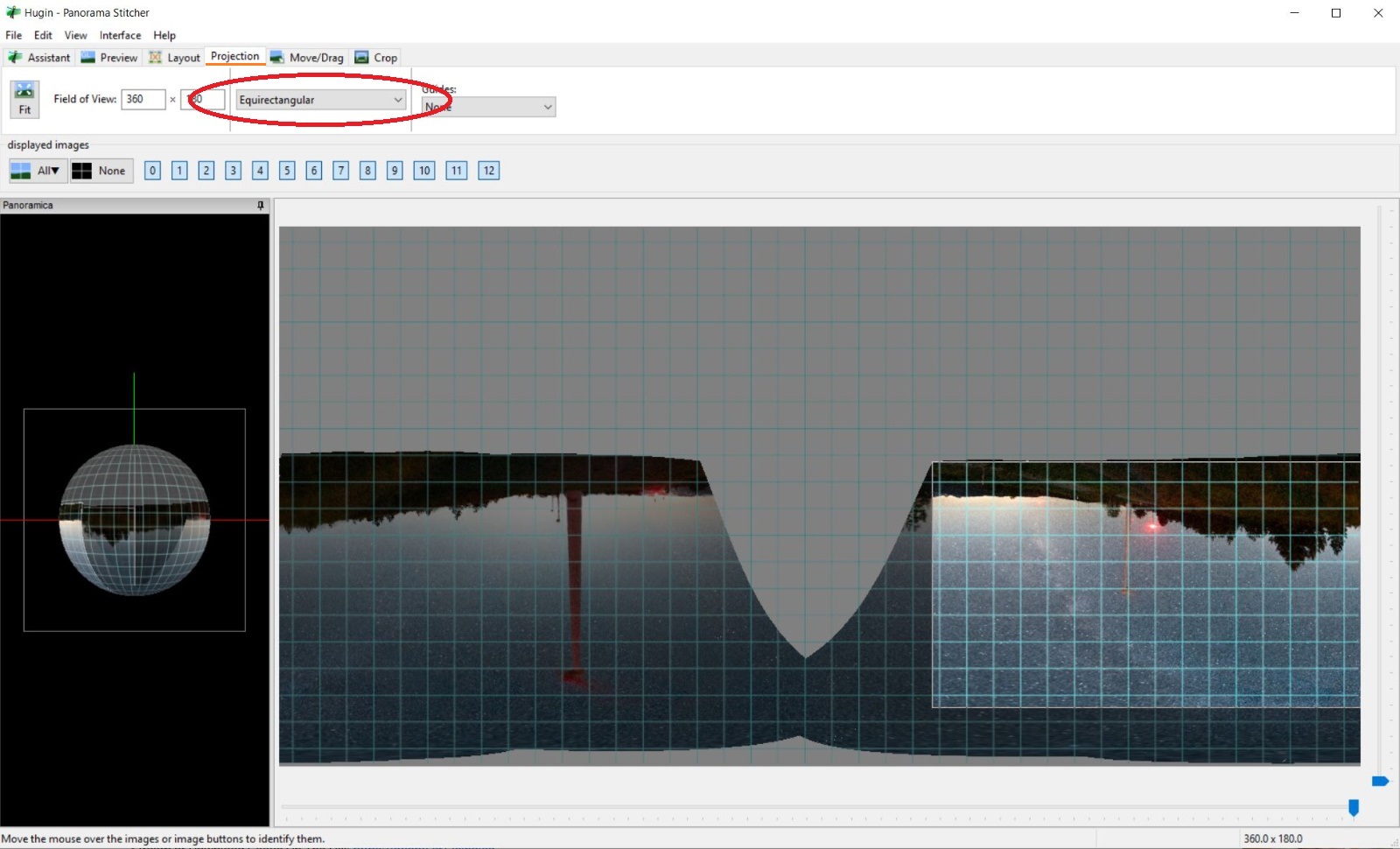Choosing projection type in Hugin