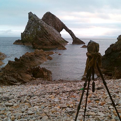 using a scarf at Bow Fiddle Rock