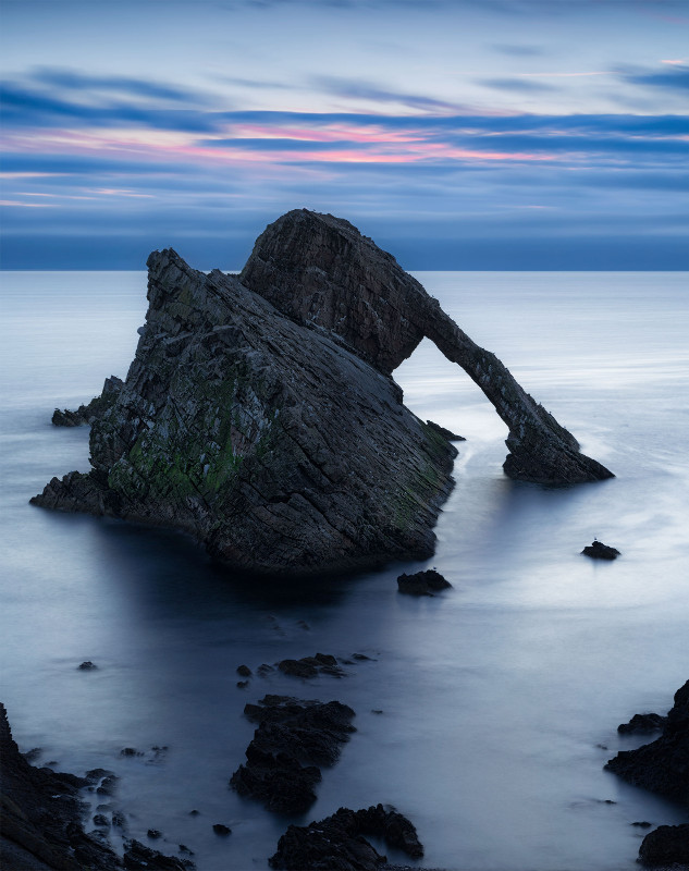 Bow Fiddle Rock on Moray coast
